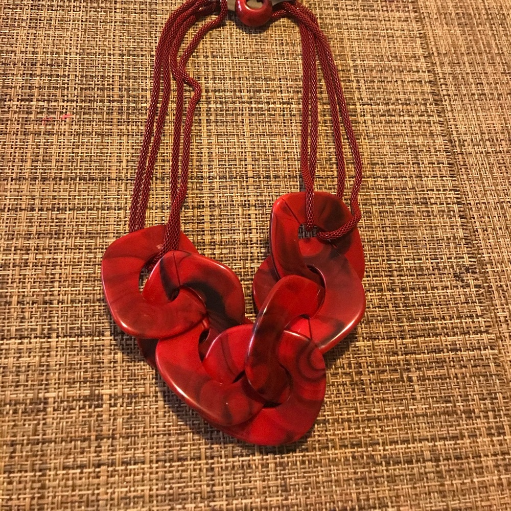 Red necklace and earrings